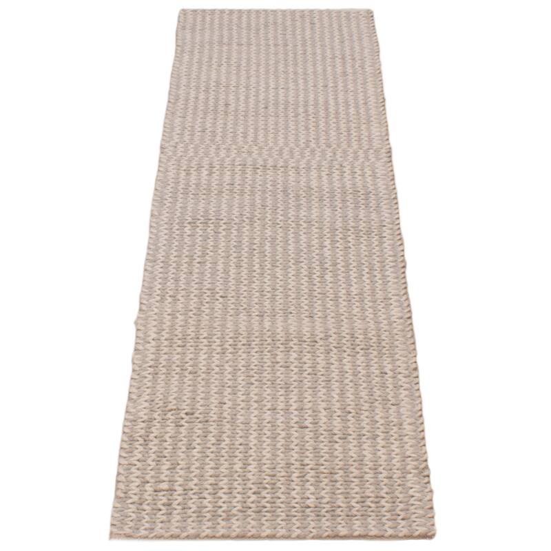ECARPETGALLERY Braid weave Sienna Silver Wool Rug - 2'3 x 8'0