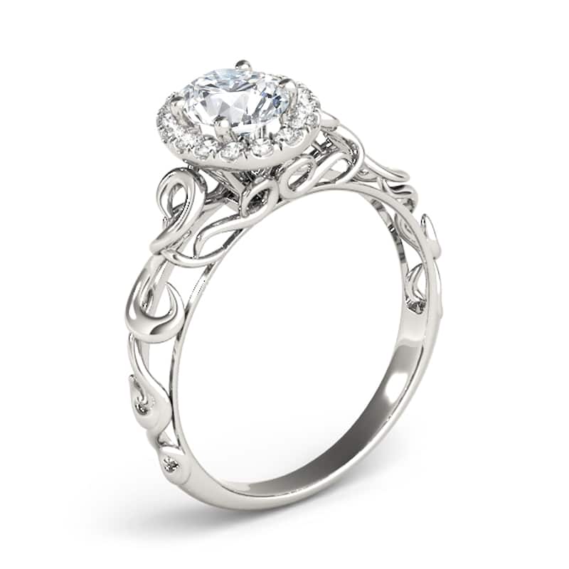 Auriya 14k White Gold Lab Grown Oval Diamond Halo Engagement Ring 0.50 to 5.00 ct. tw. (F-G VS)