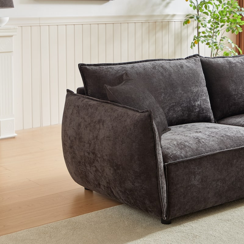 88-In Modern Living Room Sectional Sofa, Chenille Living Room Couch with Extra 2 Pillows-2 Seater Sofa