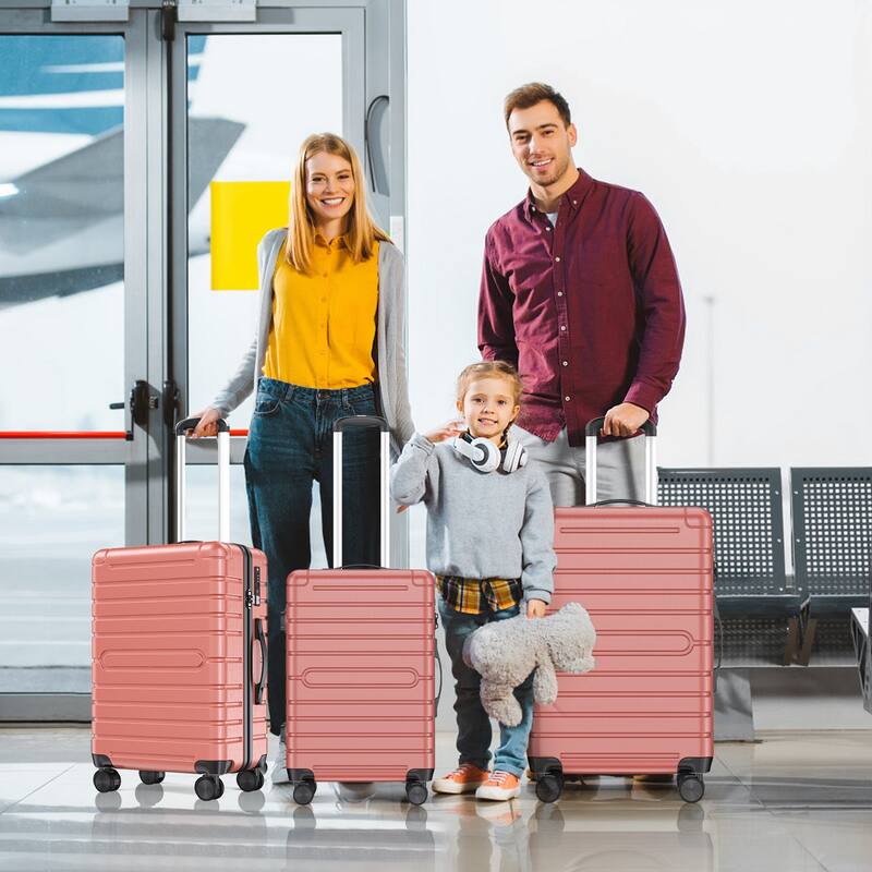 3 Piece PC+ABS Hardside Checked Spinner Luggage Set