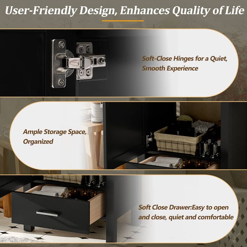 Small Bathroom Vanity 20 Inch with Sink, Solid Wood Cabinet, 1 Drawer 1 Door Storage, Freestanding, Modern Design