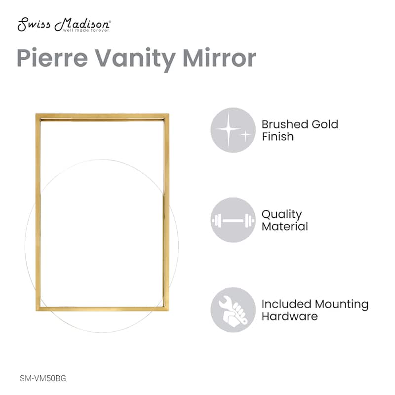 Pierre 30 Vanity Mirror In Brushed Gold - 23.6" x 4" 35.45"
