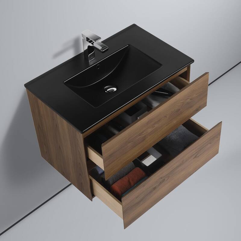 Blossom 30 Inch All Wood Wall Mounted Floating Bathroom Vanity with Sink