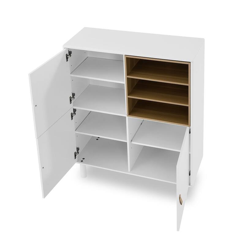 3 Doors Wooden Cabinet with Leather Handle