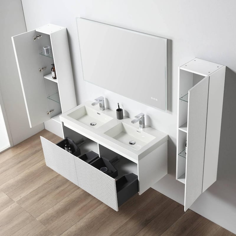 Blossom Positano 48" Floating Double Sink Vanity with Side Cabinets
