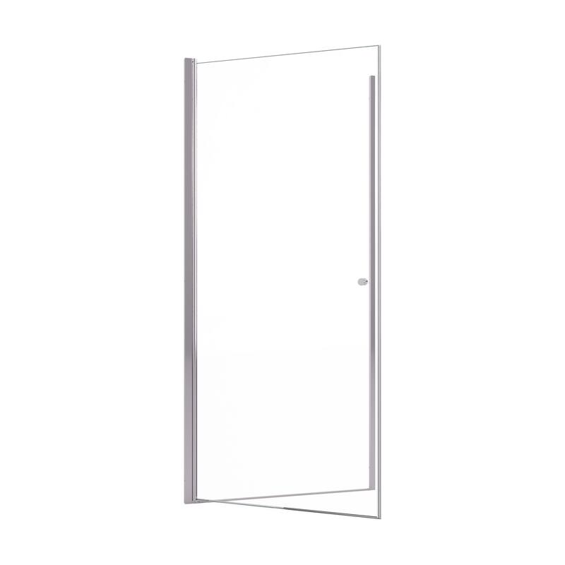 GDFStudio - Modern Semi-Frameless Circular Pivot Shower Door with 1/4" SGCC Tempered Glass, Magnetic Soft Close & Knob Handle