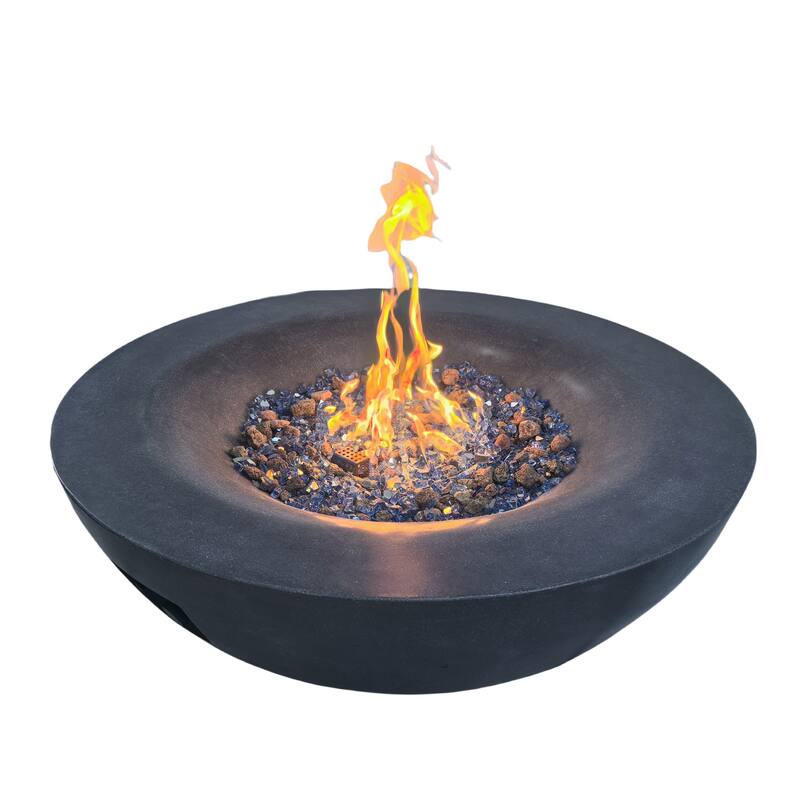42 Inch Outdoor Concrete Propane Gas Fire Pit Bowl in Antique White Color