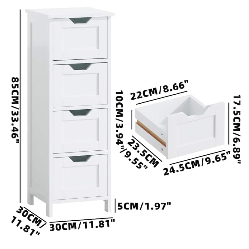White 32.68"Tall Bathroom Storage Cabinet with 4 drawers and 1 door