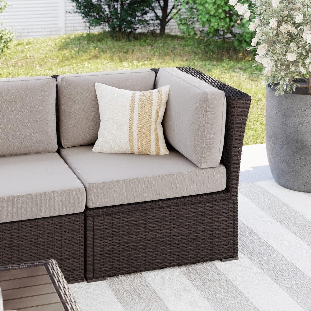 Martha Stewart Outdoor Modular Rattan Wicker Patio Sectional Sofa Corner Seat - 32"W x 32"D x 30"H