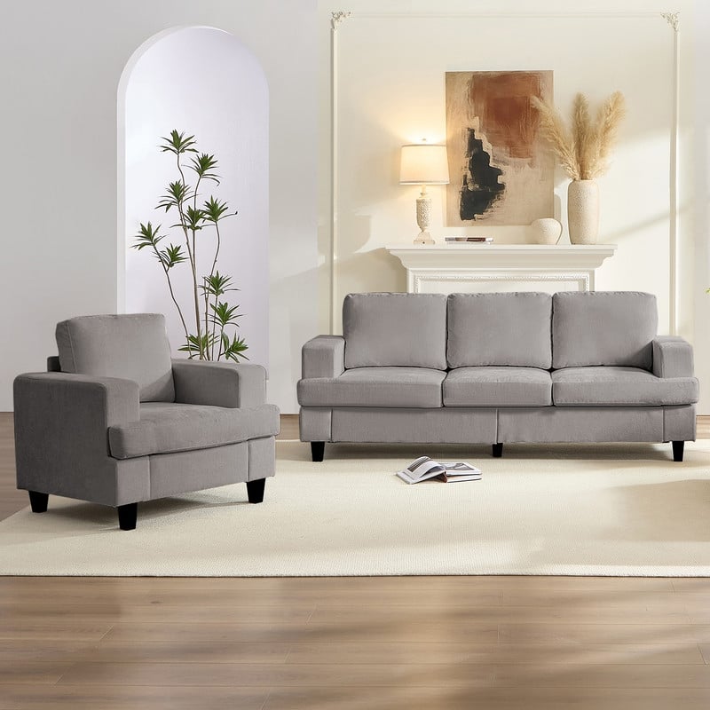 Mixoy Chenille 3 Piece Living Room Sofa Set,3-Seat Sofa/Loveseat/Armchair Sofa Sets,Modular Sectional Couch Furniture Sets
