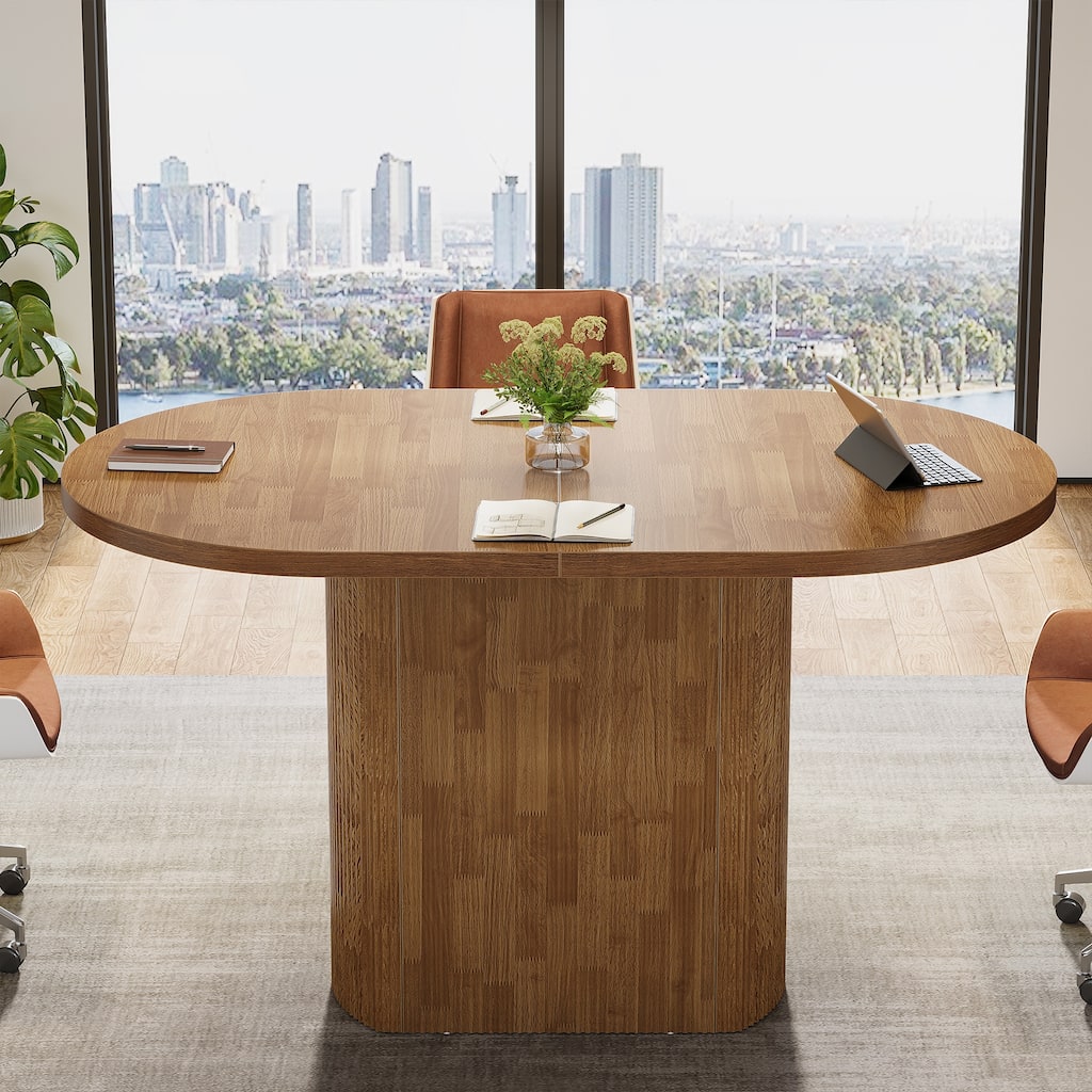 Rustic 47-Inch Oval Dining Table for 4, Wooden Kitchen Table for Small Spaces