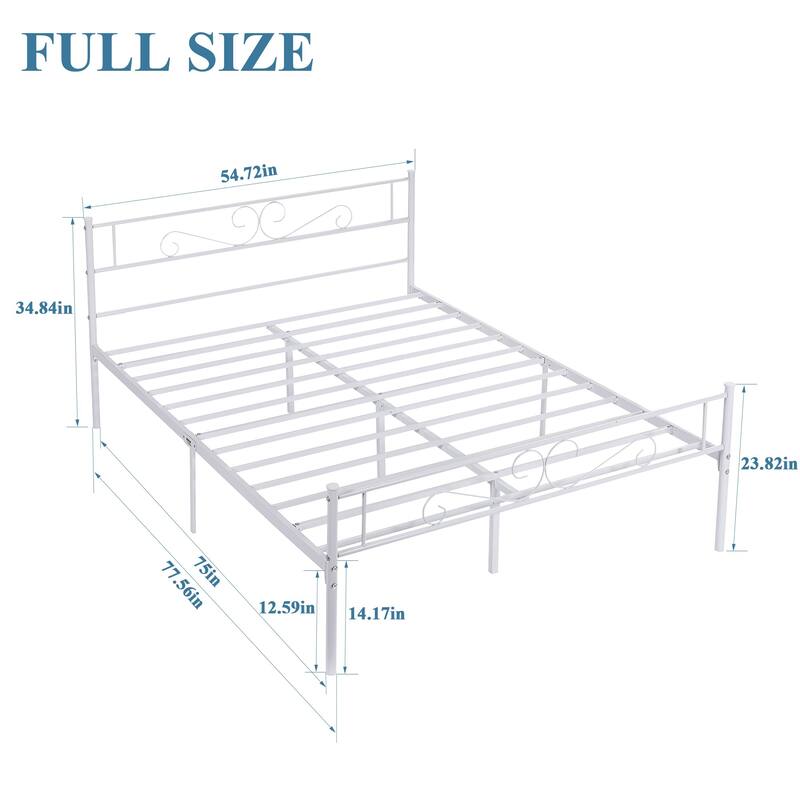 Modern Platform Bed Frame with Premium Graceful Scroll Headboard Twin/Full/Queen