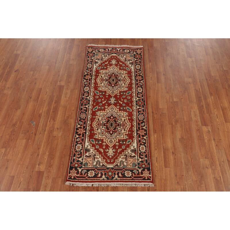 Geometric Heriz Serapi Oriental Foyer Rug Handmade Wool Carpet - 2'6"x 5'9"