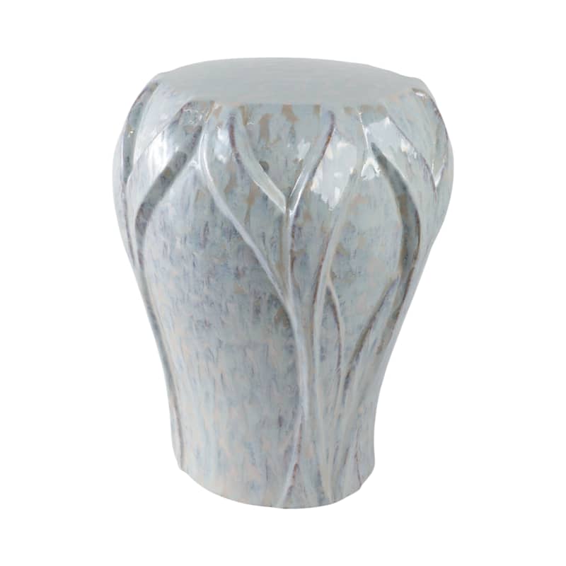 Ceramic Garden Stool Textured Glaze Modern Accent - 18" Ivory