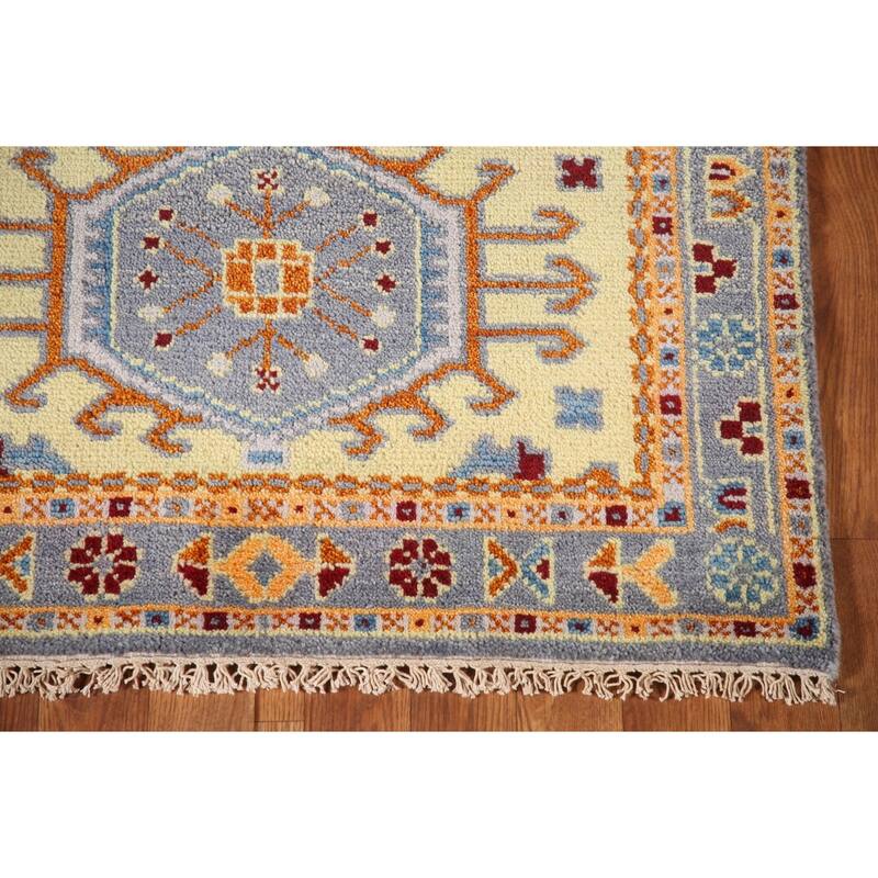 Geometric Kazak Accent Rug Hand-Knotted Wool Carpet - 3'0"x 5'0"
