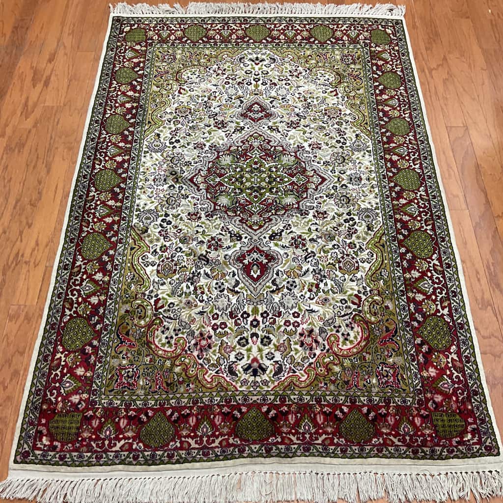 HERAT ORIENTAL Handmade Kashmiri Wool & Silk Rug - 4'2" x 6'2"
