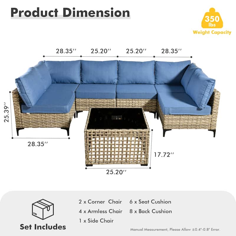 HOOOWOOO 7-piece Rattan Patio Furniture Sectional Set