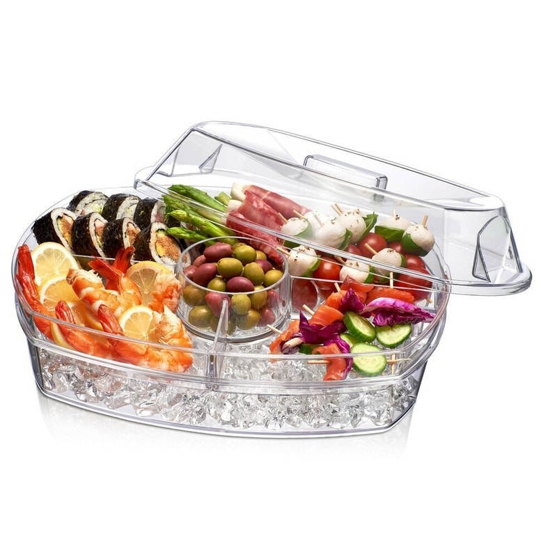 4 Pcs Food Serving Trays For Party Plastic Trays With Handles 13 X 10 Inch  Rectangular Buffet Plast