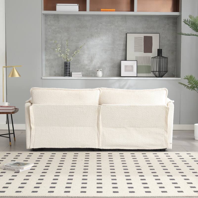 Chenille Double Sofa with Footstool, Removable Arms