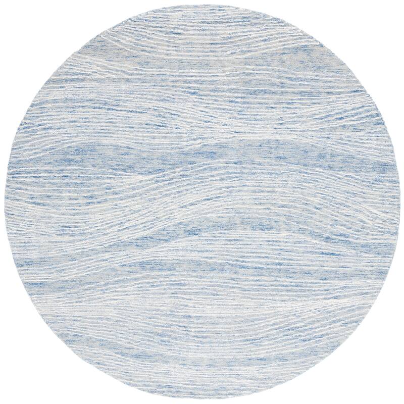 SAFAVIEH Handmade Metro Fetnete Modern Abstract Wool Rug - 6' Round - Blue/Ivory
