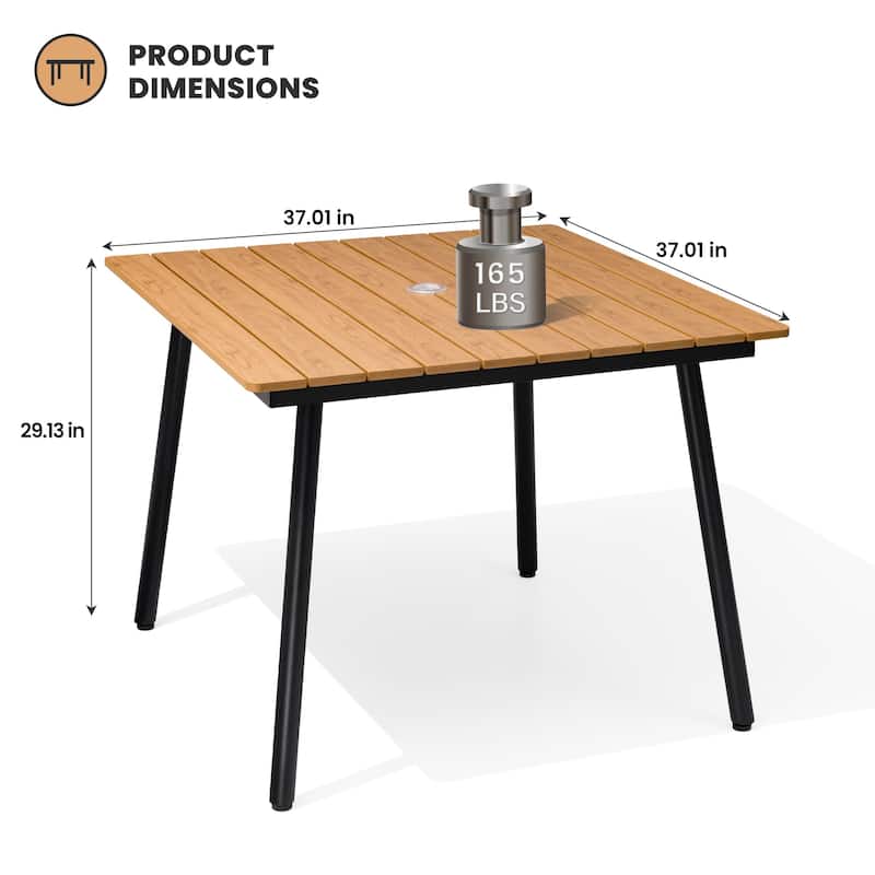 Crestlive Products Outdoor Rectangle Aluminum Dining Table with Umbrella Hole