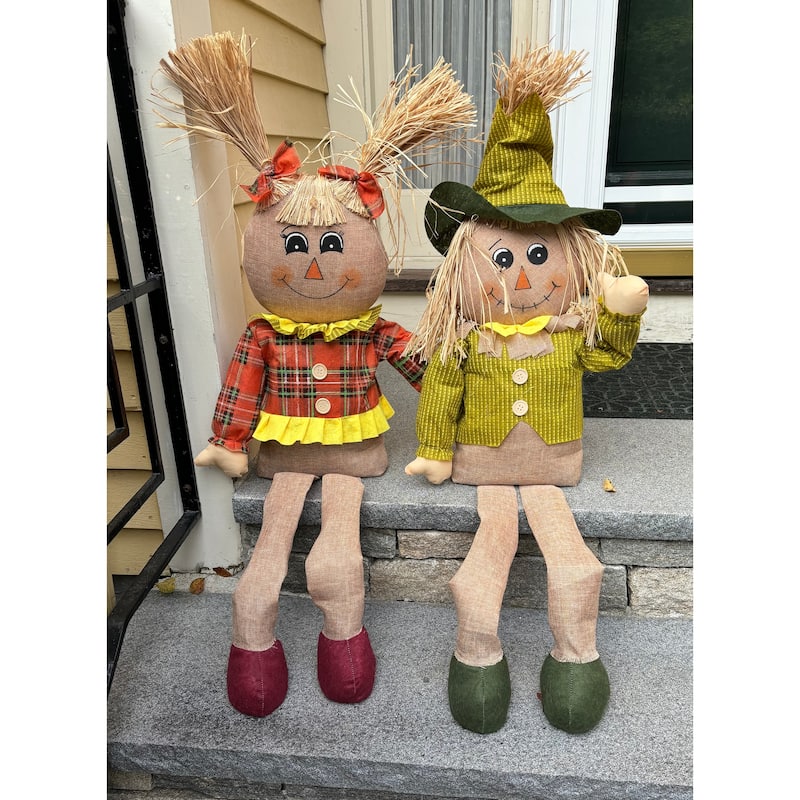 36" Sitting Harvest Scarecrow, Set of 2