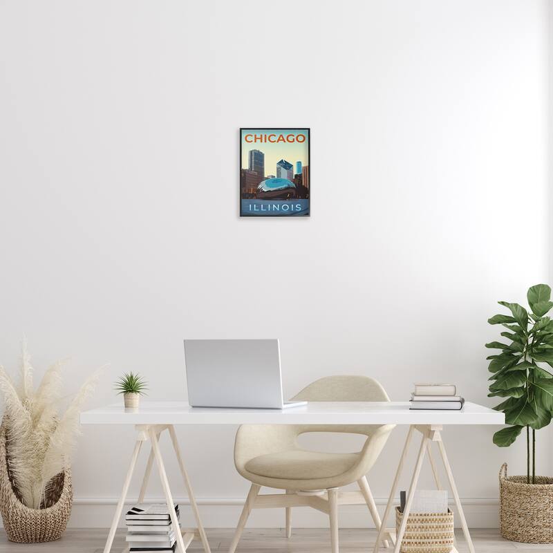 Stupell Chicago Bean Landmark Framed Giclee Art Design By Victoria Barnes