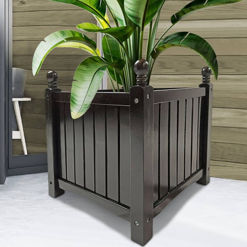 Square Wood Flower & Herb Pot Garden Plant Vegetable Container - 15.75"Lx15.75"Wx18.5"H