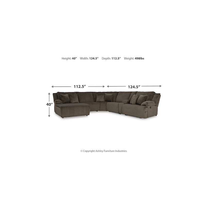 Signature Design by Ashley Top Tier Brown 6-Piece Reclining Sectional with Chaise - 147"W x 134"D x 41"H