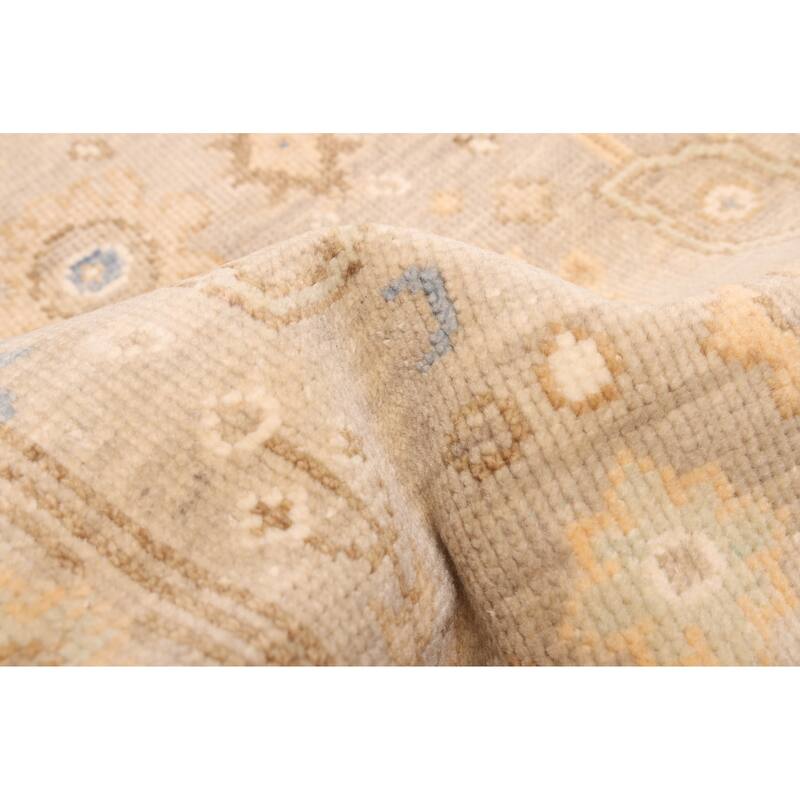 ECARPETGALLERY Hand-knotted Modern Oushak Light Grey Wool Rug - 3'0 x 15'11