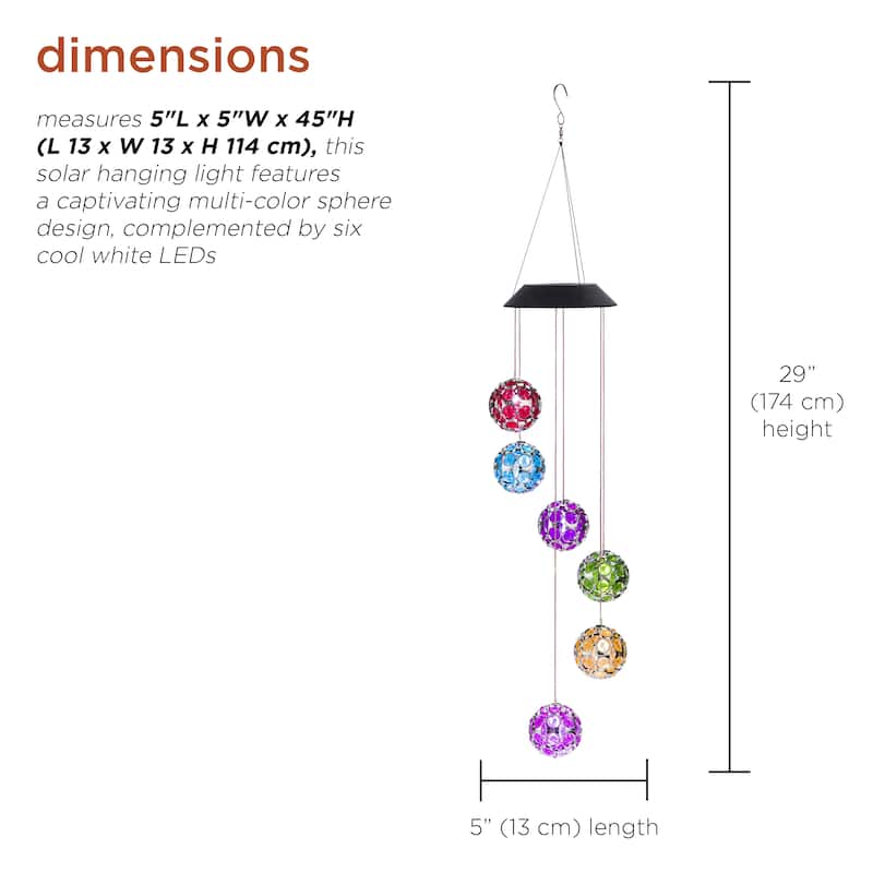 Solar Hanging Gem Multi-Color Sphere Mobile with LED Light