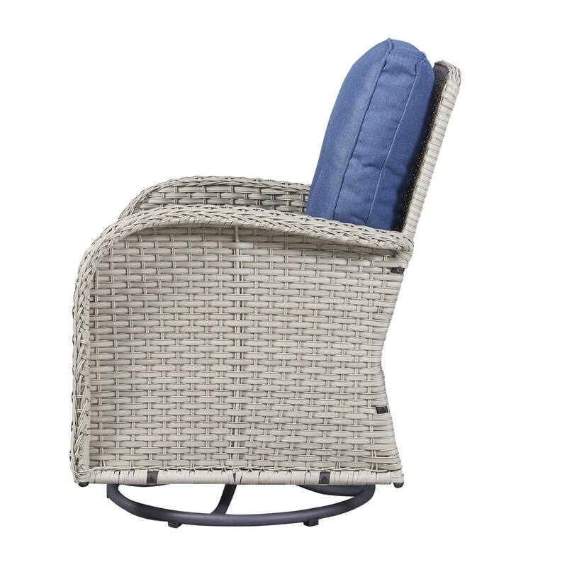 Gymojoy Outdoor 3-piece Rattan Wicker Rocking Swivel Chair Set