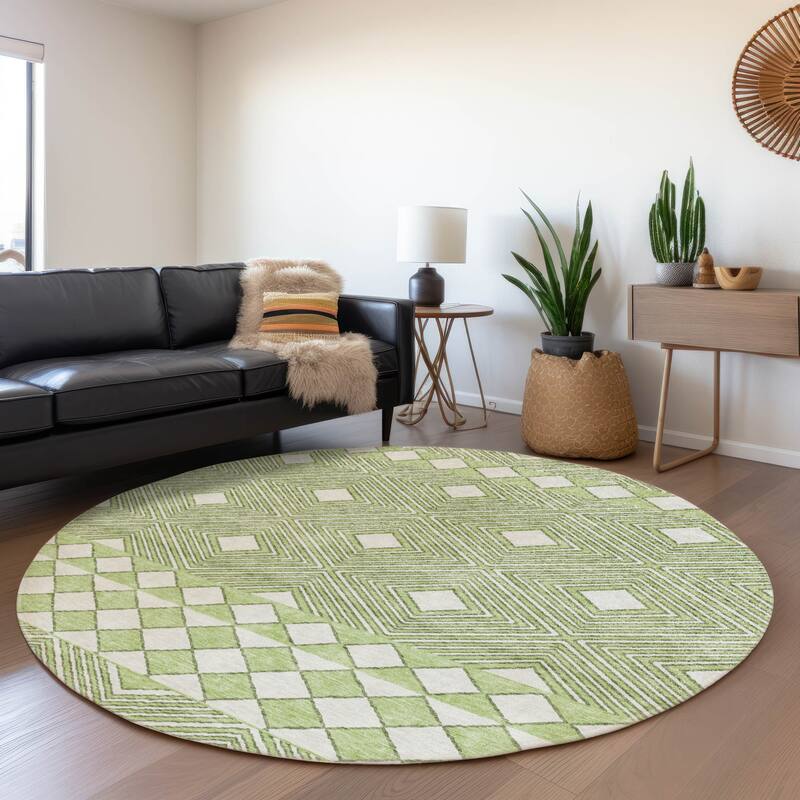 Premium Washable Super Soft Geo Prints Mayfield Rug - Aloe - 8' x 8'