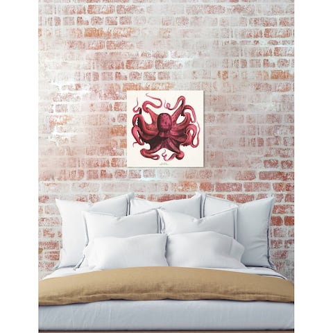 Oliver Gal 'Polpo Rosso' Animals Wall Art Canvas Print - Red, White