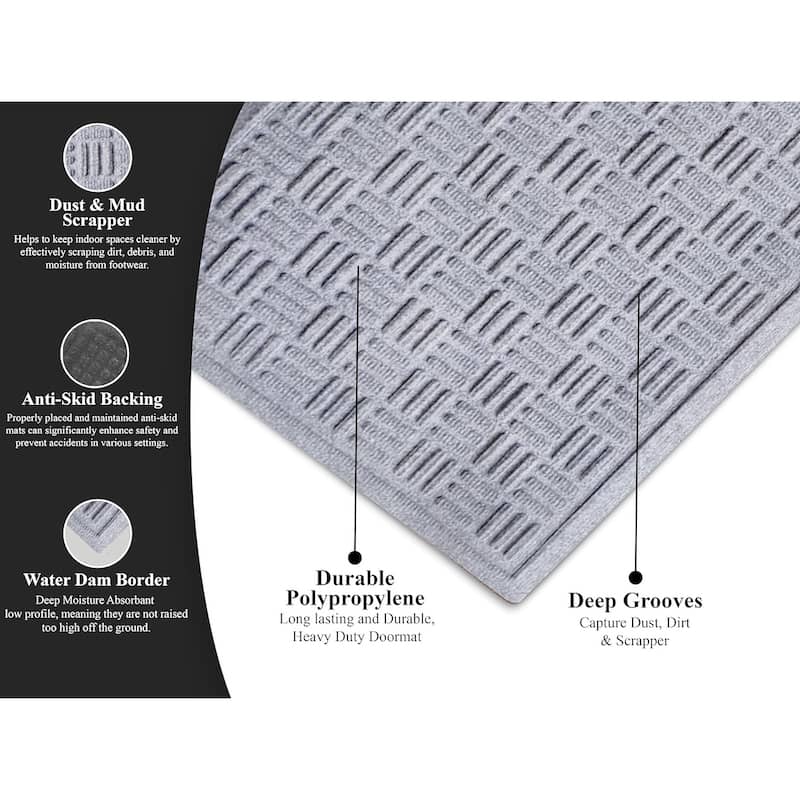 A1HC New All Weather Superior Dirt and Moisture Absorbing Polypropylene Door Mat with Non-Slip Backing for Inside Outside Use