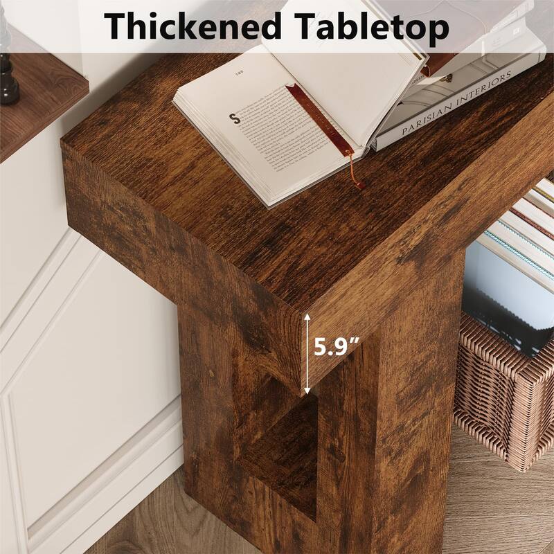 Farmhouse Entryway Table, 63-Inch Long Narrow Console Table Behind The Couch, Wooden Rectangular Sofa Table