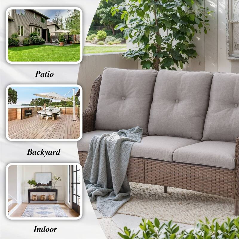 Pocassy Wicker Patio Conversation Set for Backyard