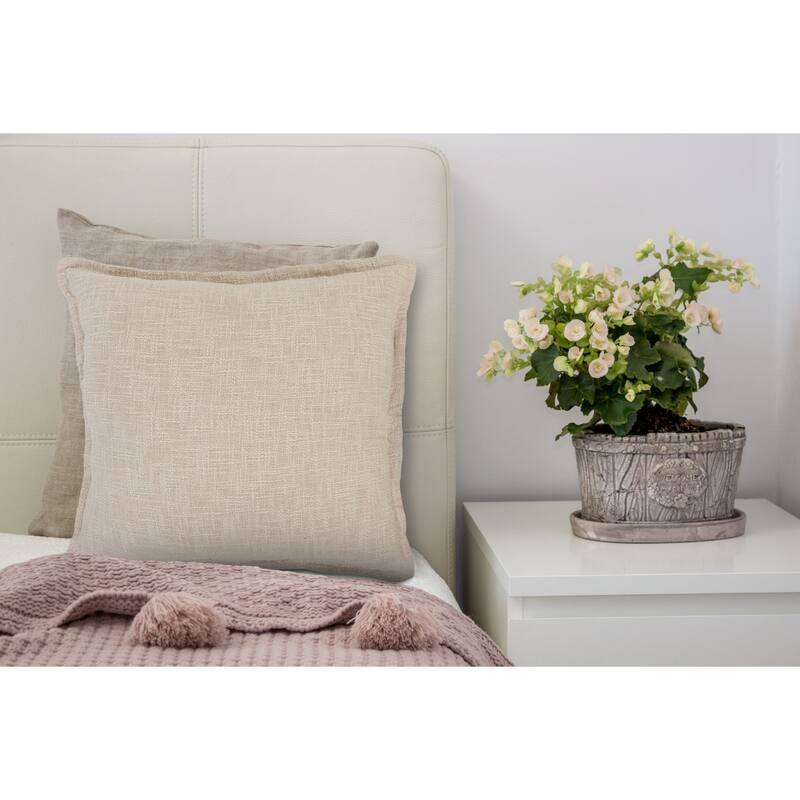 20" Beige Solid Square Throw Pillow