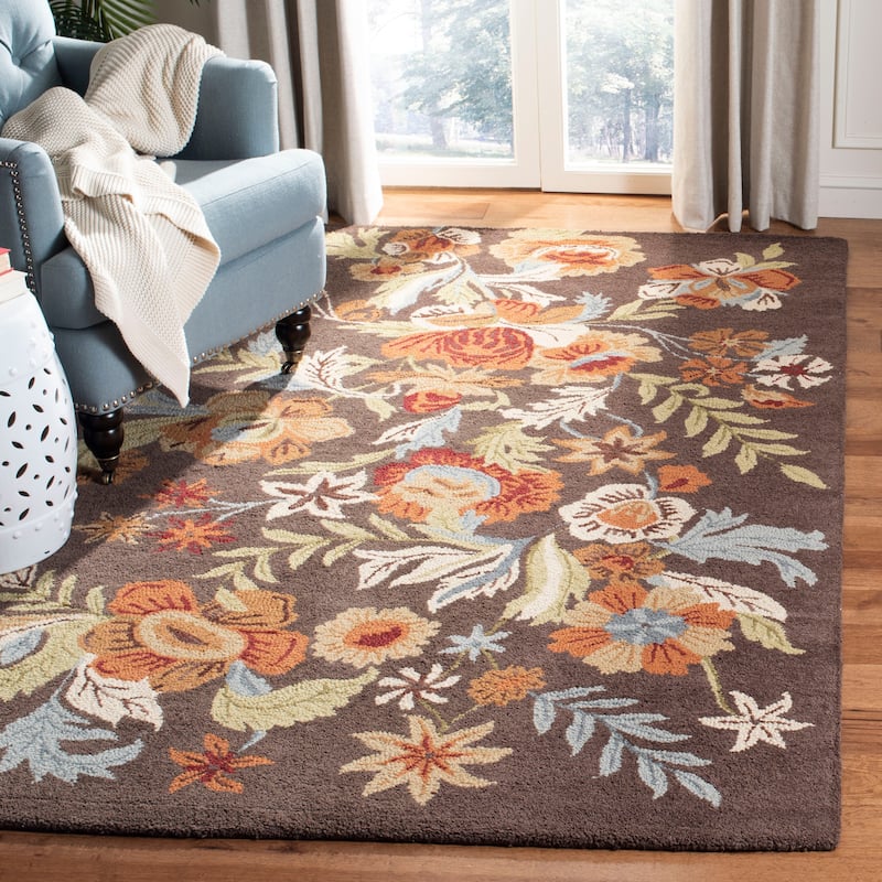 SAFAVIEH Handmade Blossom Catrinel Modern Floral Wool Rug - 4' x 6' - Brown/Multi