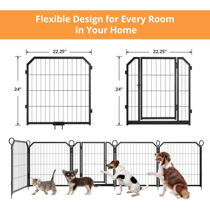 Portable Dog Playpen, Multi-Panels with Gate for Different Size Dogs