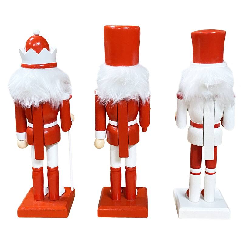 10 inch Red and White Nutcracker, Set of 3