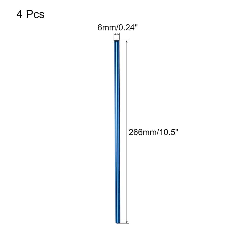 Reusable Metal Straws 2Pcs, Stainless Steel Drinking Straw 10.5" - Blue