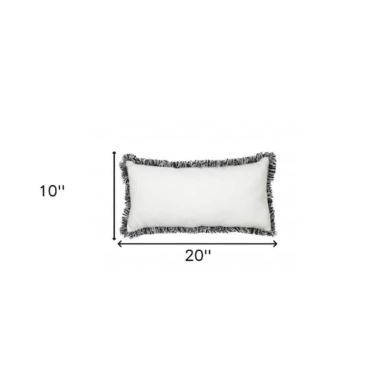 HomeRoots 10"x20" Black and White Have Yourself A Merry Little Christmas Pillow With Fringe