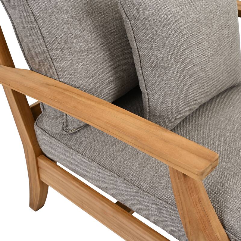 SAFAVIEH Couture Freida Wood Patio Arm Chair - 31.4" W x 35.6" L x 32.6" H - 31"W x 36"D x 33"H