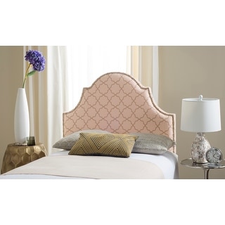 SAFAVIEH Hallmar Pale Pink/ Beige Upholstered Arched Headboard - Silver ...