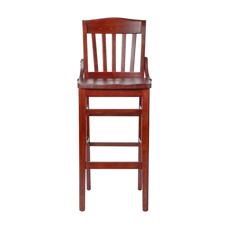 School House Back Wood Restaurant Dining Barstool - 18.5"W x 18.75"D x 44"H