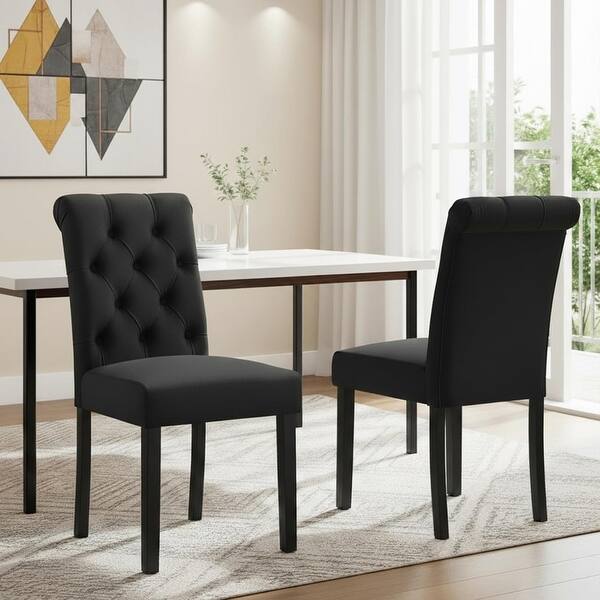 Modern Velvet Upholstered Dining Chairs Set of 2 with Tufted Back and ...