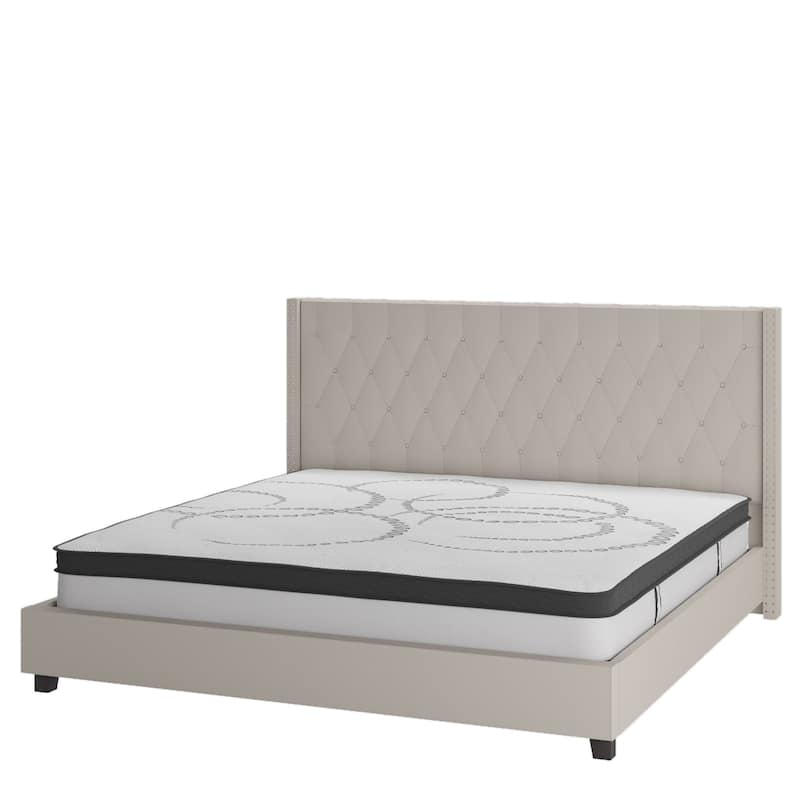 Tufted Platform Bed with 10 Inch Pocket Spring Mattress
