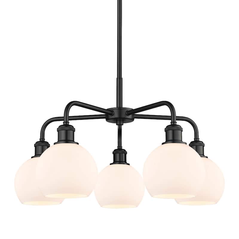 Innovations Lighting 516-5CR-15-24 Athens Chandelier Athens 5 Light - Matte Black / Matte White