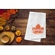 preview thumbnail 2 of 3, Family Leaf Embroidered Thanksgiving Waffle Weave Kitchen Towel